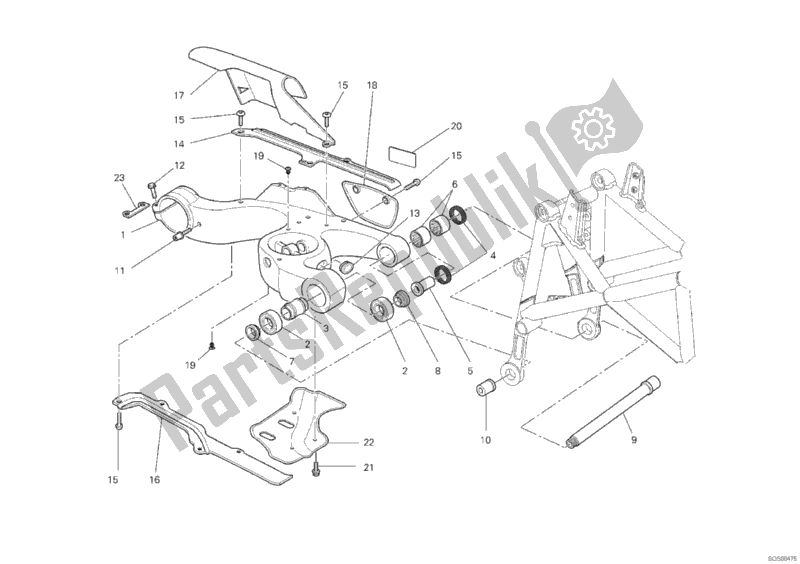 All parts for the Swing Arm of the Ducati Hypermotard 1100 EVO USA 2012